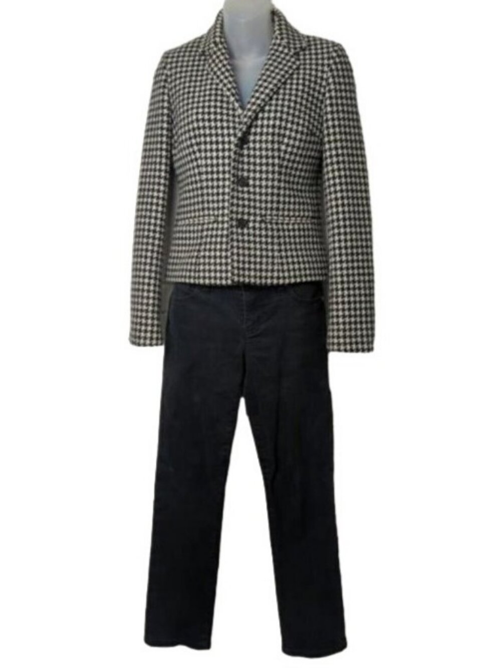 Ralph Lauren Houndstooth Wool Jacket XS & Black Jeans Modern Straight Ankle 2P - Picture 1 of 10